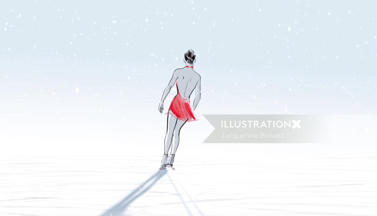 Animação de patinação no gelo de feliz ano novo