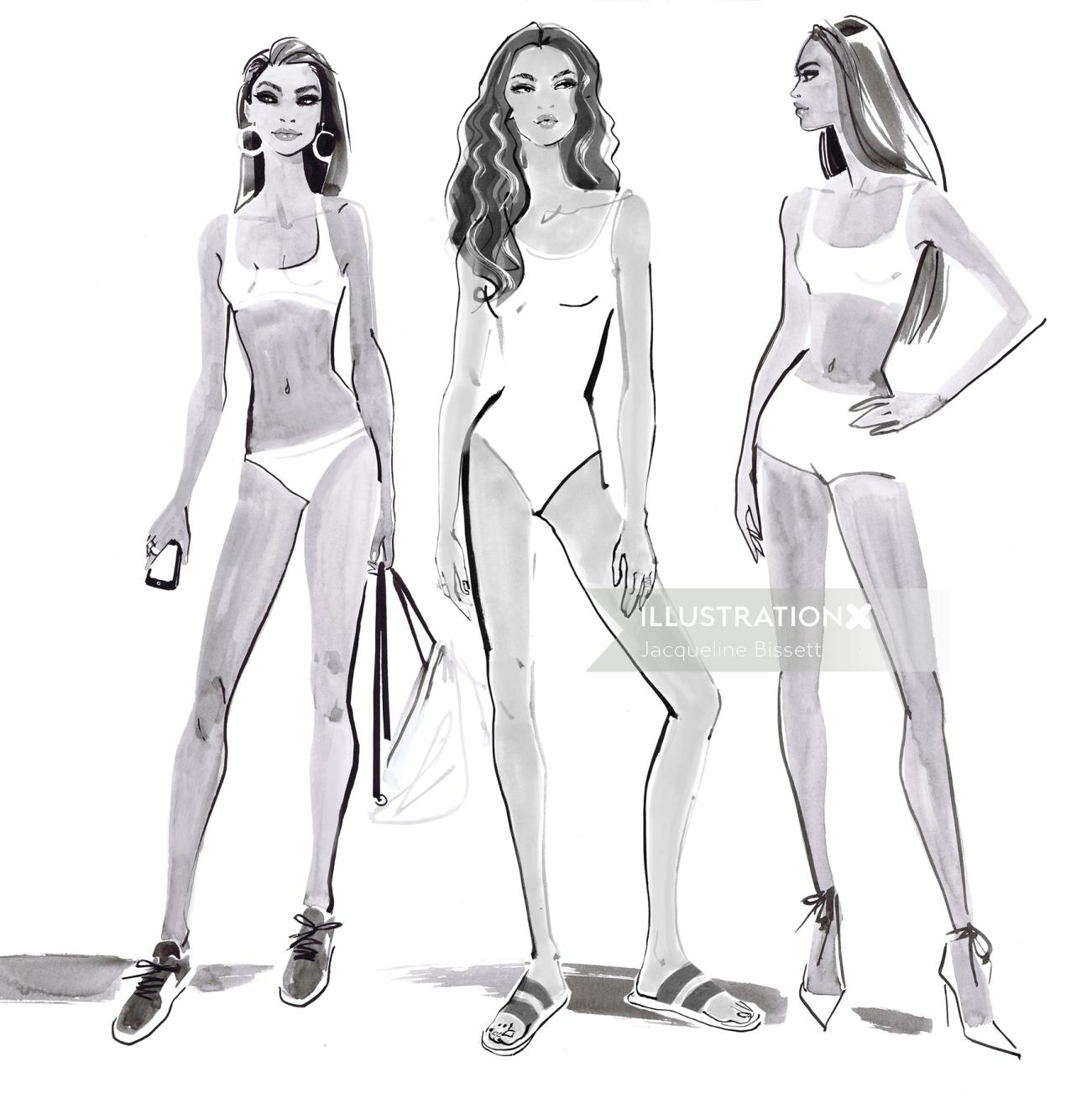 Modèle de bikini dans l&#39;équipe de conception Tommy Hilfiger 2018