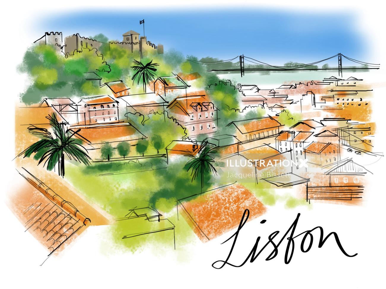 Lisfon city drawing
