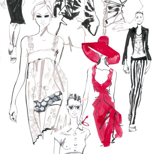 Fashion costume portfolio line art
