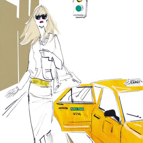 fashion lady with car in street