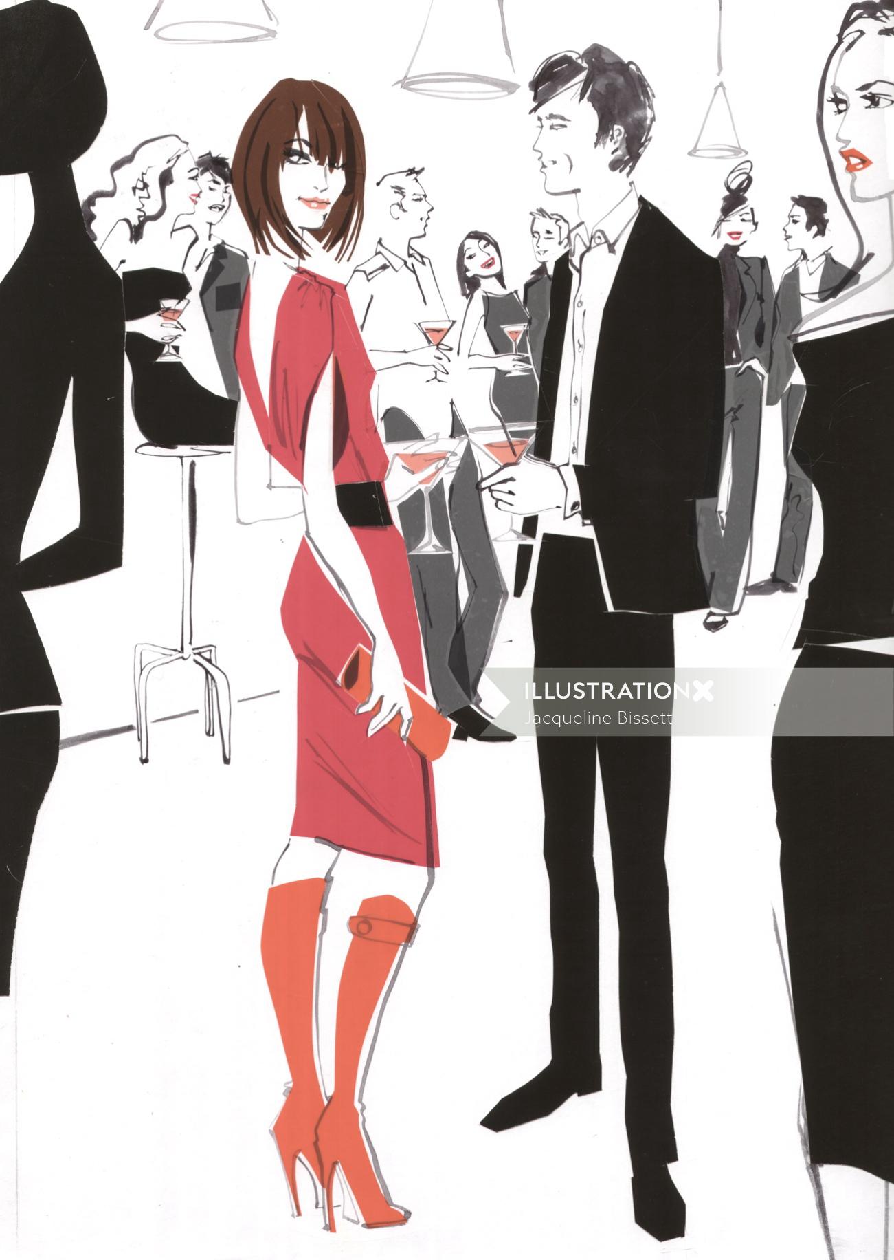 Couple Hang Out - illustration by Jacqueline Bissett