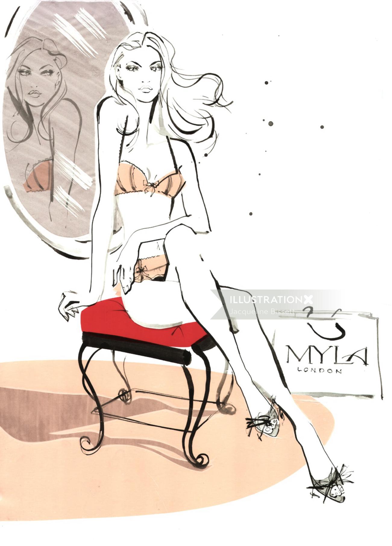 Illustration of fashionable lady