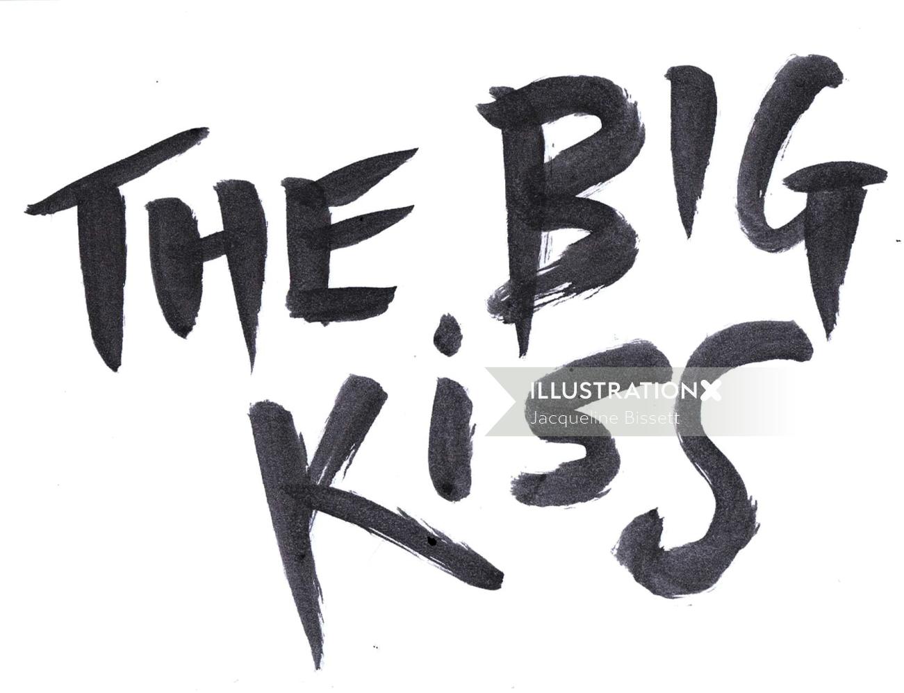 Ilustração de letras do grande beijo