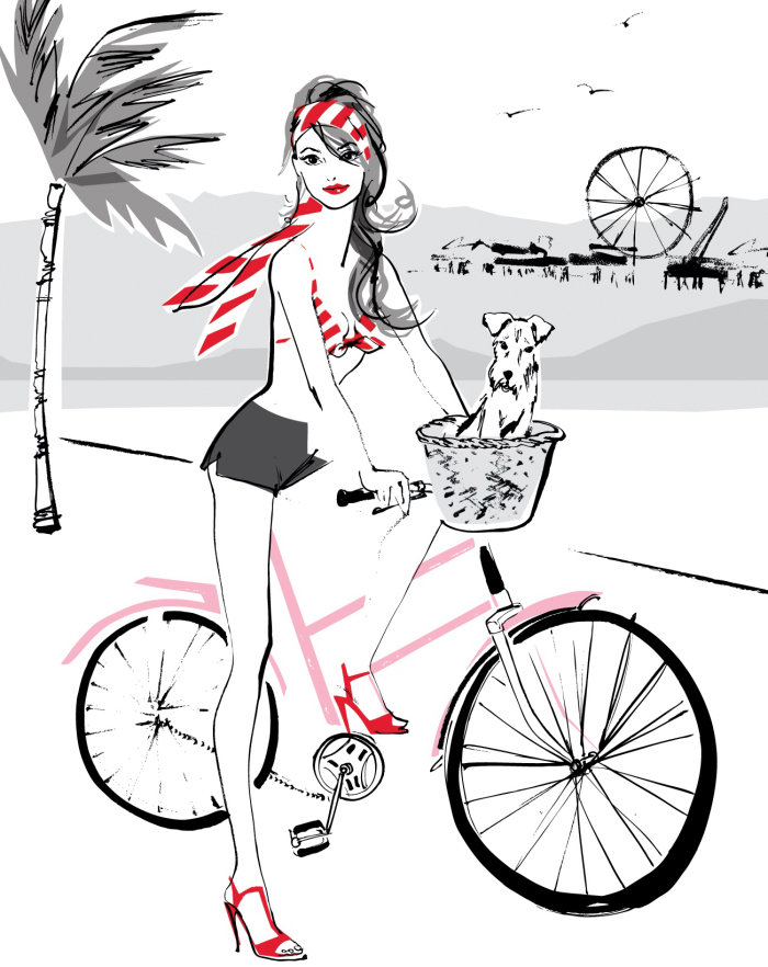 Illustration of lady on bicycle