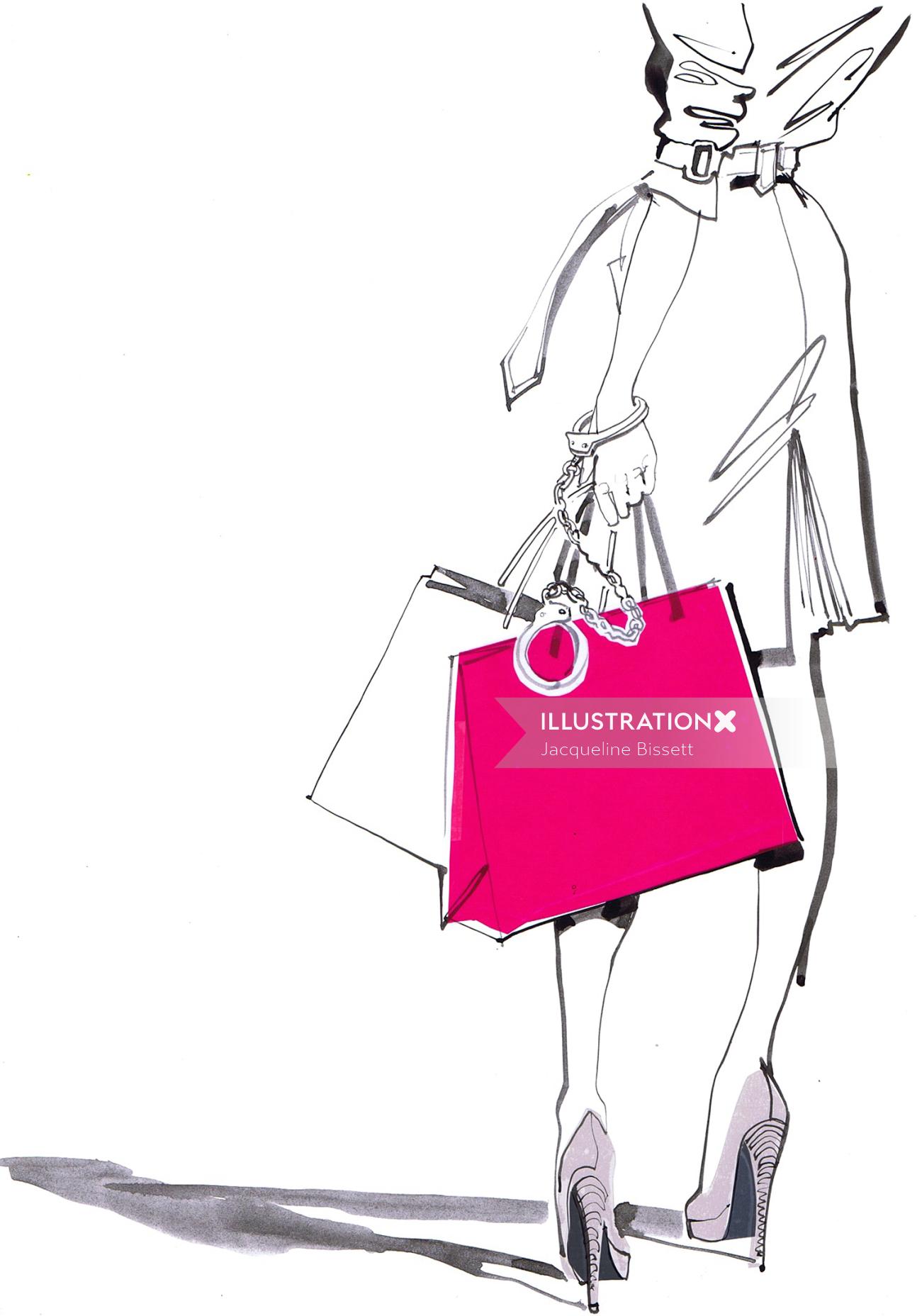 Illustration for shopping center poster US