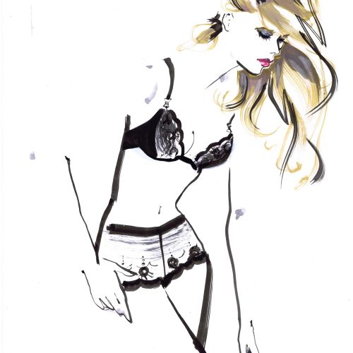 Line illustration of woman wearing bikini