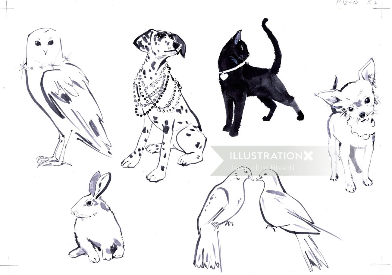 Ilustração de animais de estimação