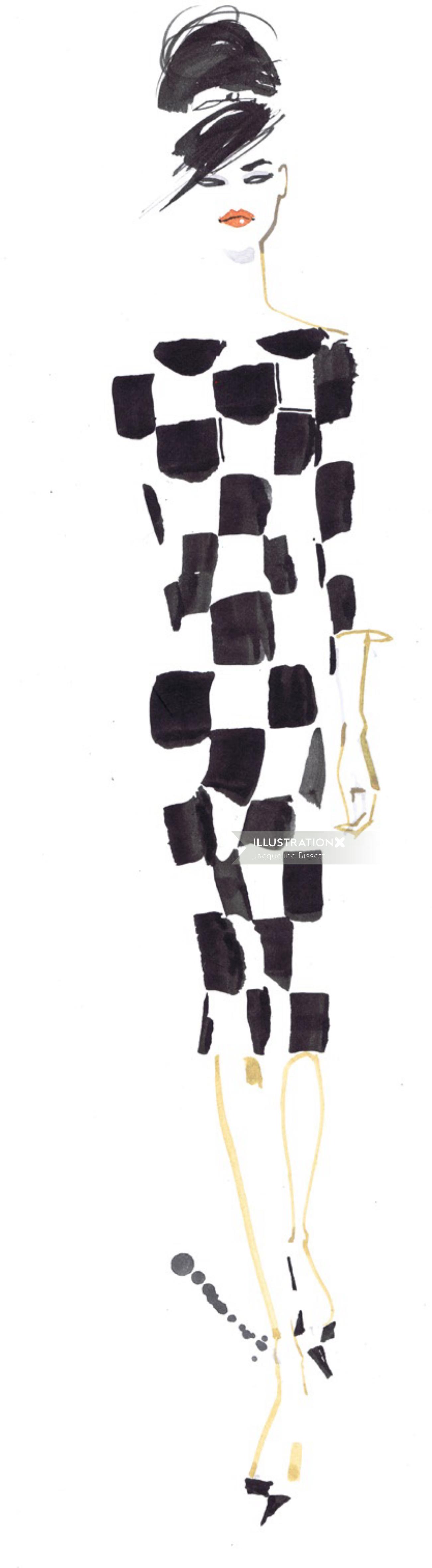 Black and White fashion illustration 