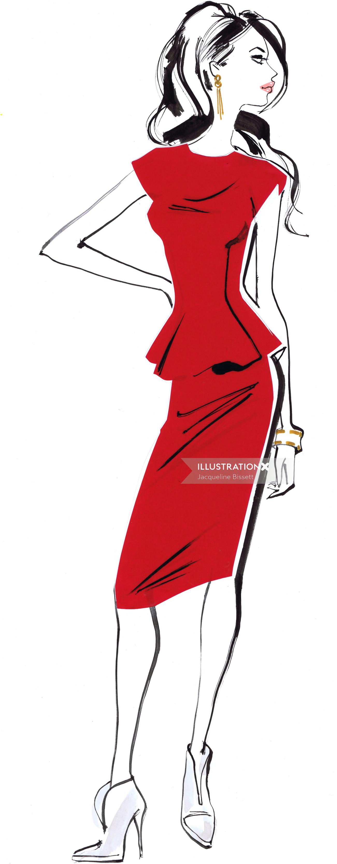 fille en robe rouge