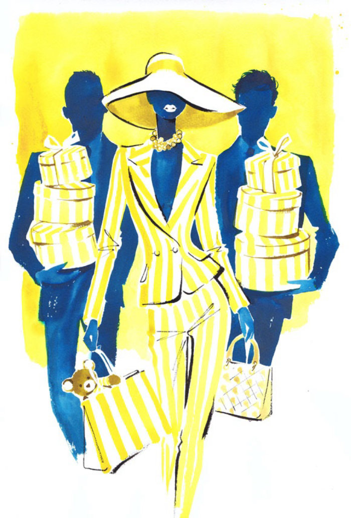 An illustration for Giorgio Beverly Hills advertisement by Jacqueline Bissett
