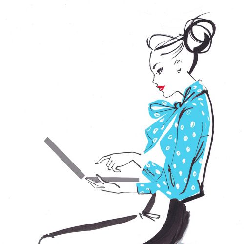 Illustration of lady with laptop