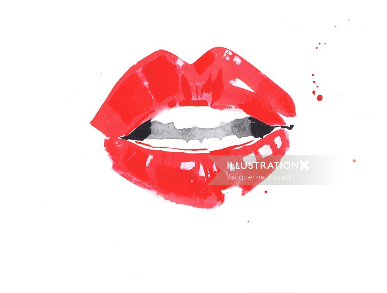Illustration des lèvres rouges