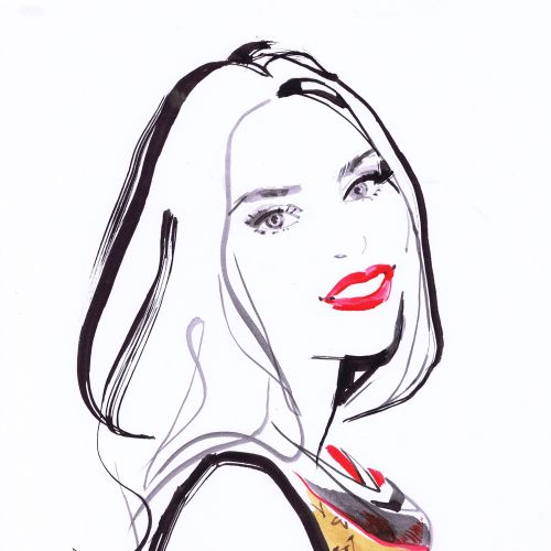 Louis Vuitton live drawing of model
