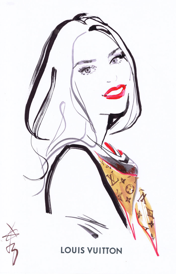 Louis Vuitton live drawing of model
