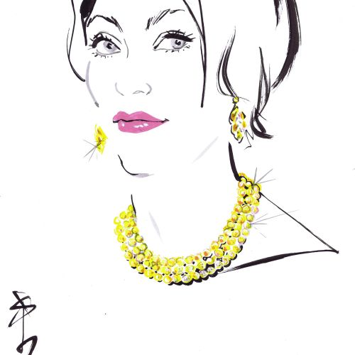 Live event drawing of model with jewellery
