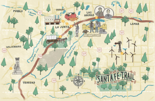 Santa Fe Trail Map Illustration
