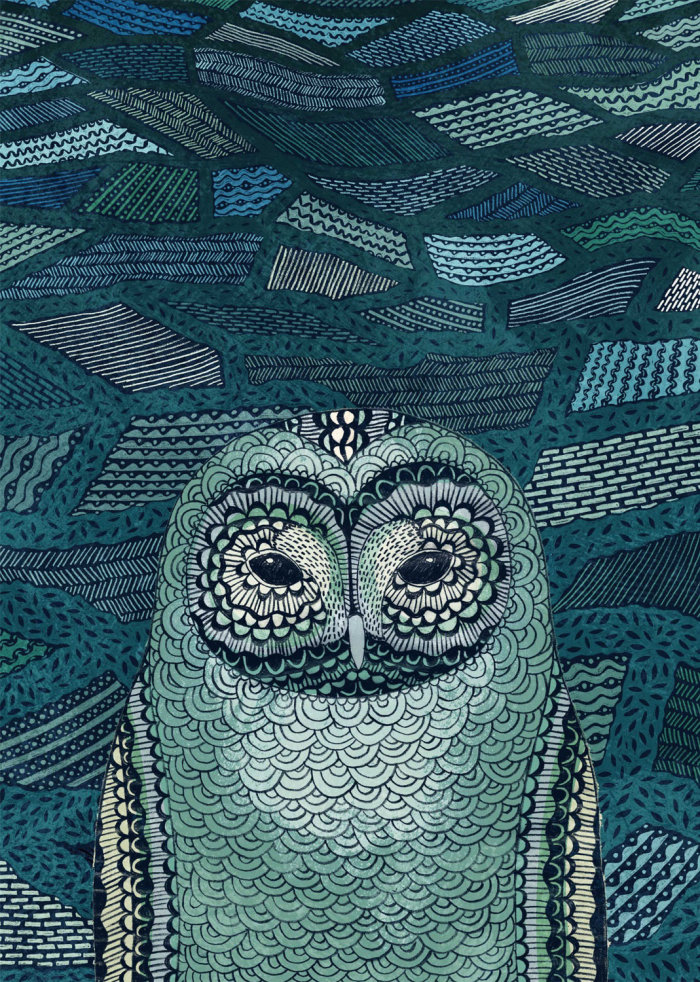 Owl in Moonlight pencil art
