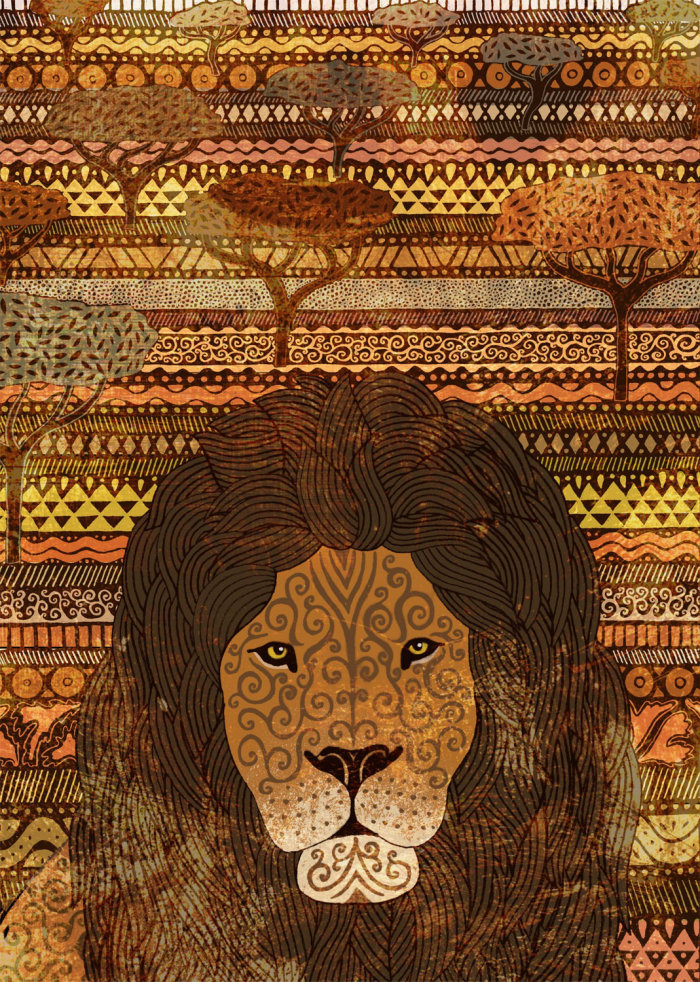 Arte a lápiz de leones en el Masai Mara