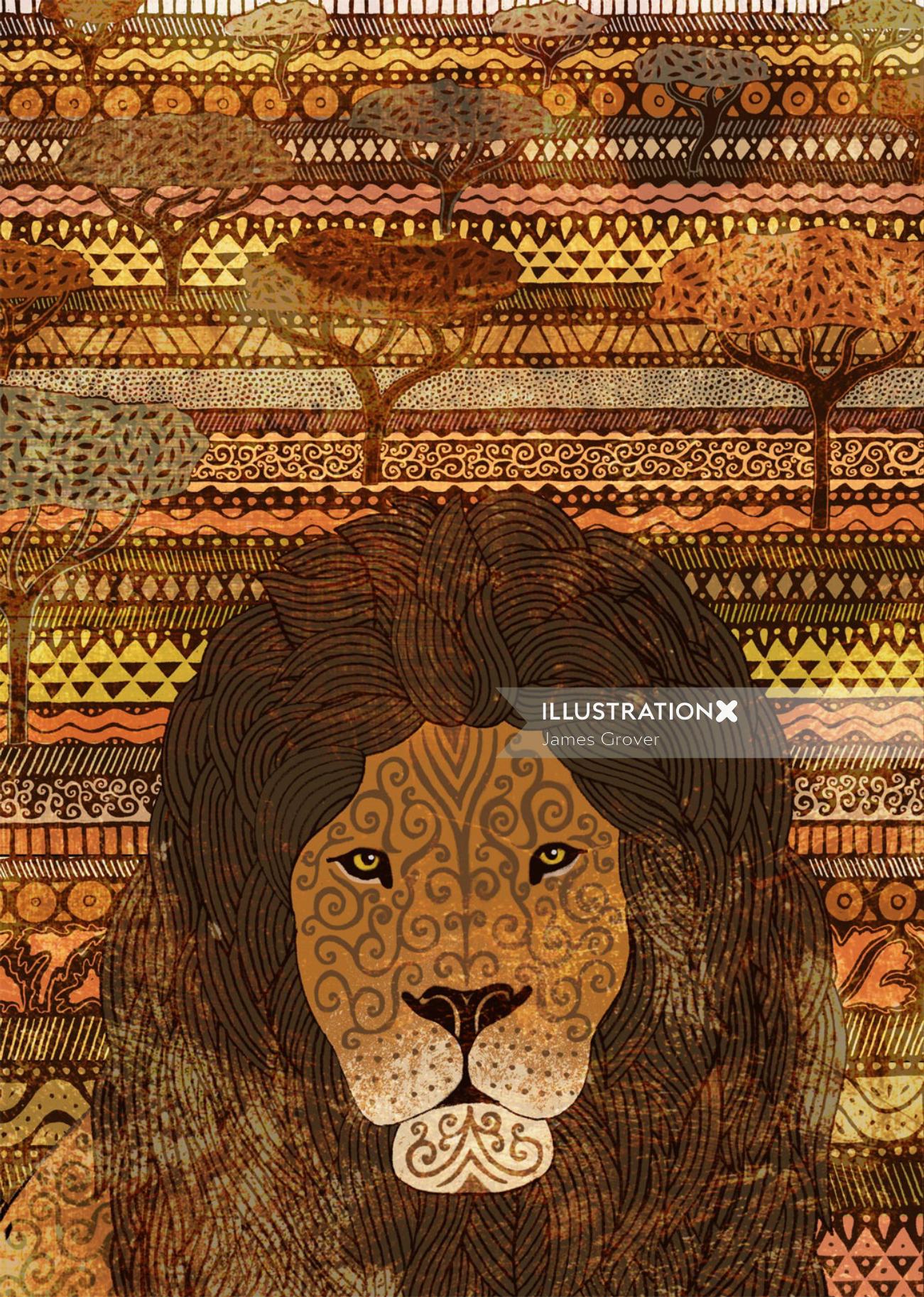 マサイマラのライオンズの鉛筆アート