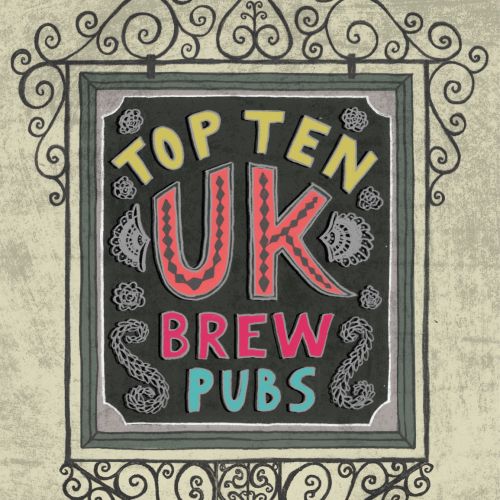Top 10 UK Brew Pubs lettering illustration