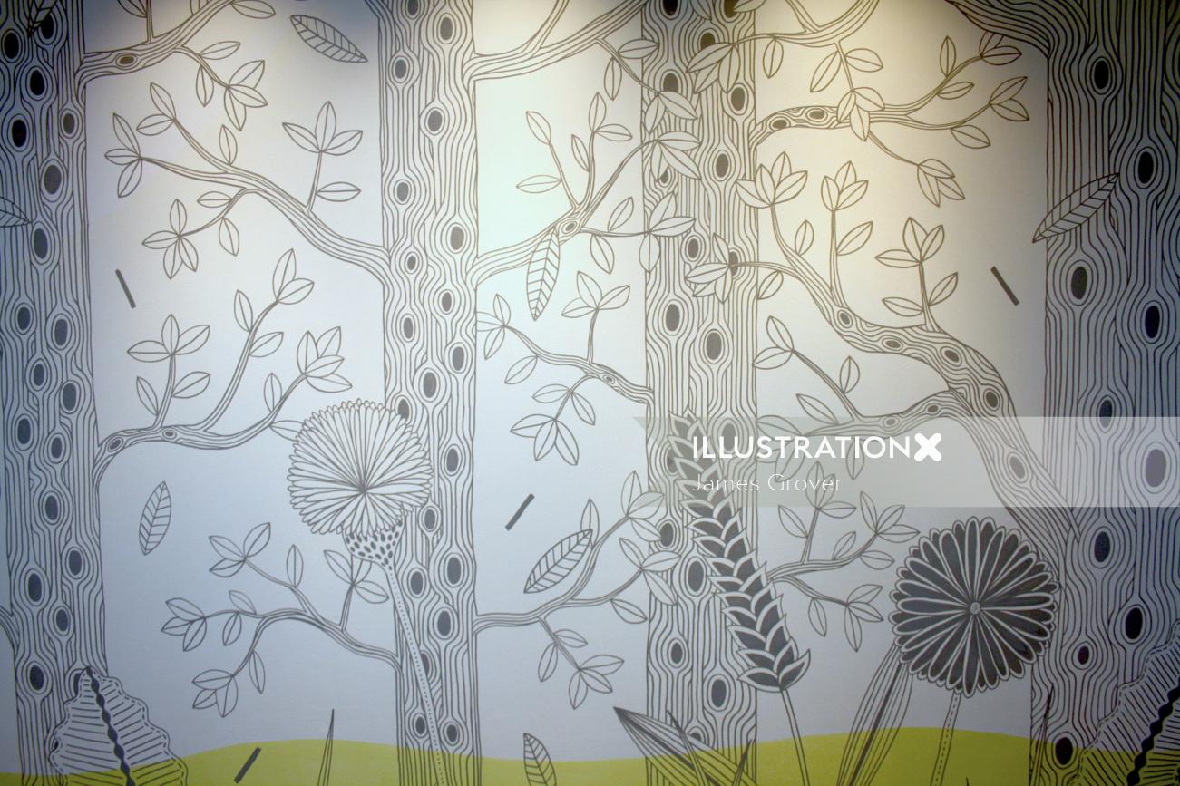 Woodlands wall mural painting