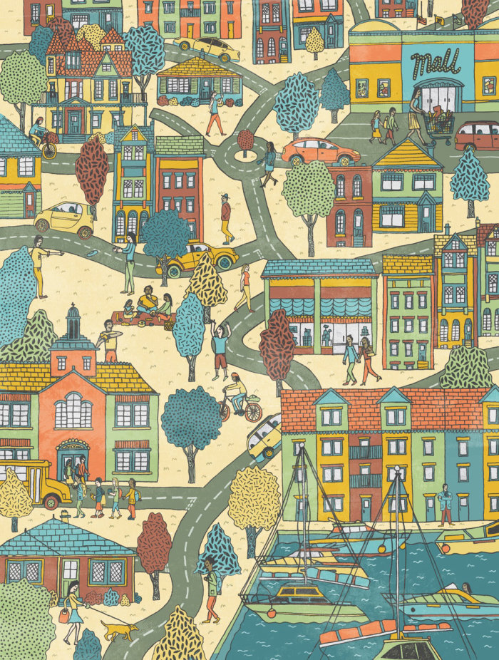 詹姆斯·格罗弗（James Grover）的城市地图插图