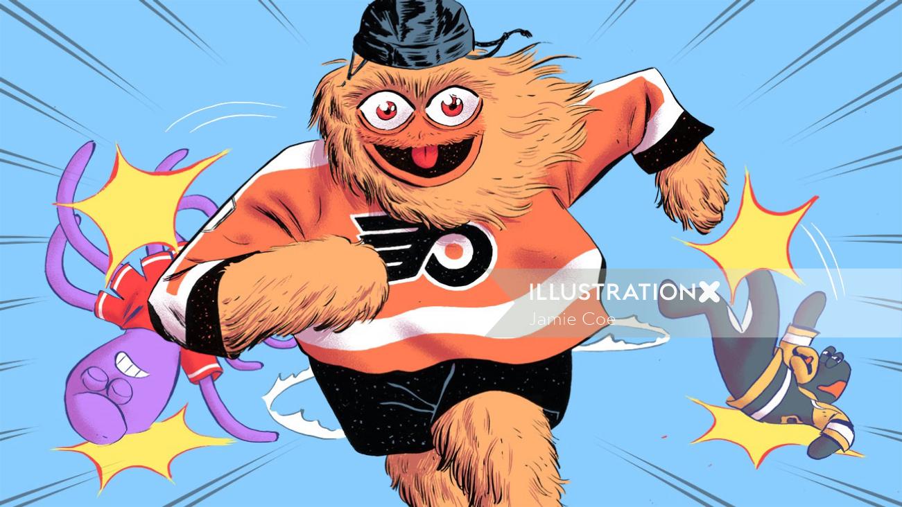 NHL player pool illustration for ESPN Magazine
