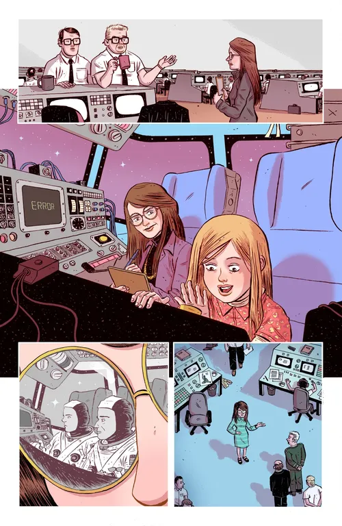 Comic art of space station 