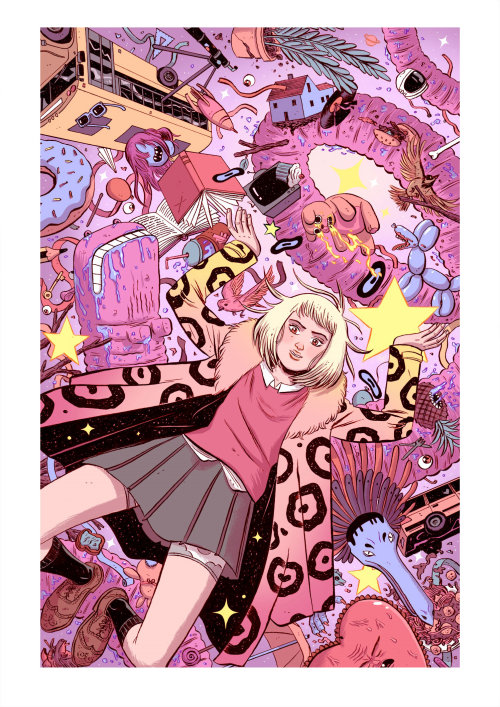 Comic illustration of teenage girl
