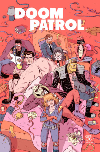 Affiche de bande dessinée de super-héros avec la &quot;Doom Patrol&quot;