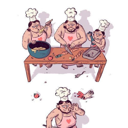 Cartoon & Humour monster cooking human
