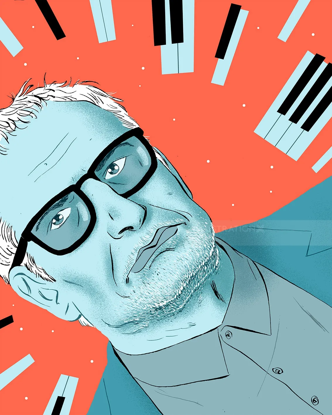 Artwork of Donald Fagen by Jamie Coe for The New Yorker