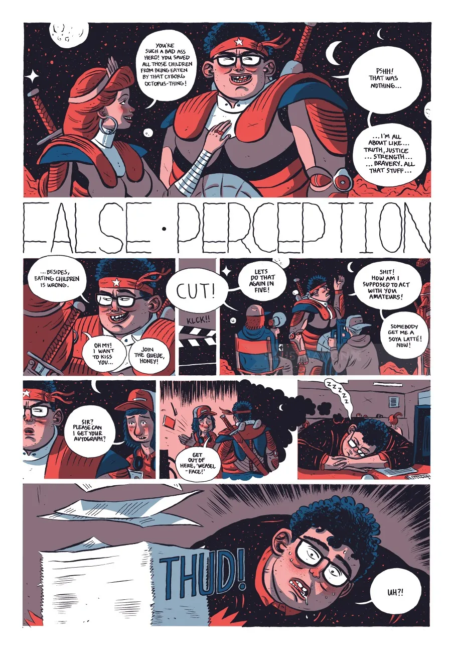 Comic strip depicting a story about false perception