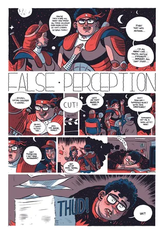 Comic strip depicting a story about false perception