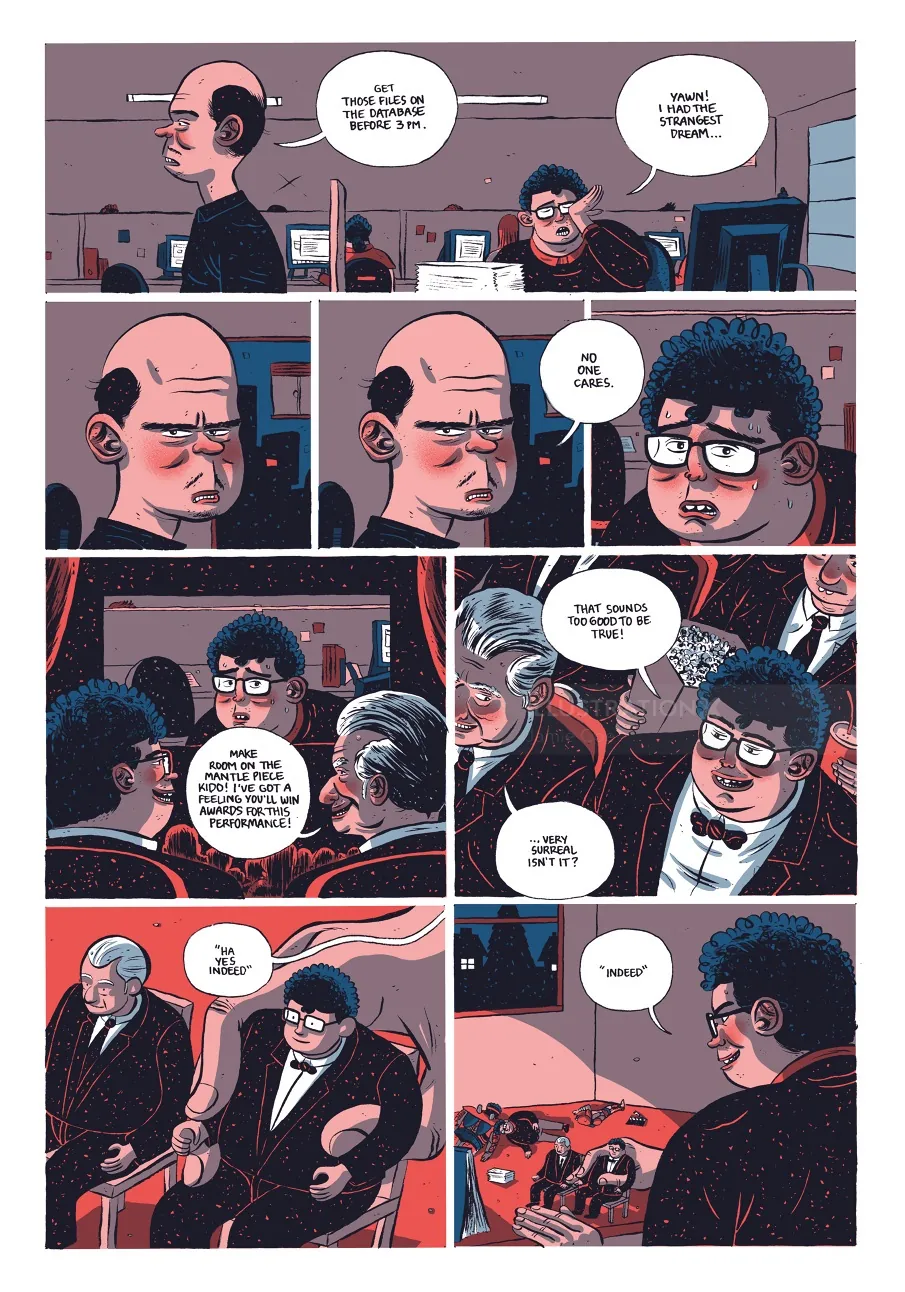 Bande dessinée avec deux hommes discutant dans un bureau par Jamie Coe