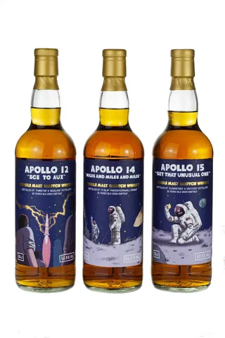 Set of 3 Apollo themed whisky labels