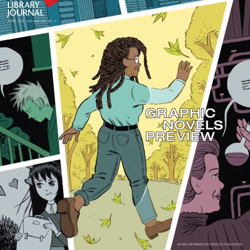 Library Journal comic cover featuring a 'Graphic Novels Preview'