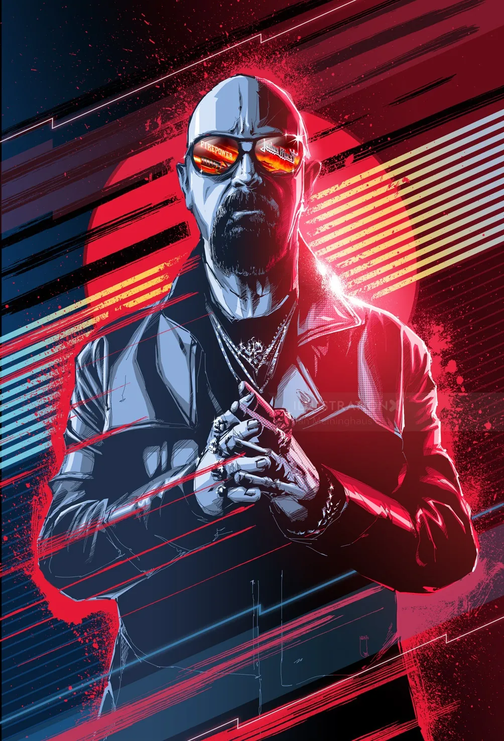 Futuristic man in leather jacket and sunglasses by Jan Meininghaus