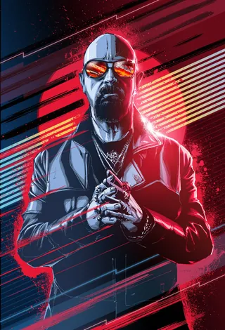 Futuristic man in leather jacket and sunglasses by Jan Meininghaus