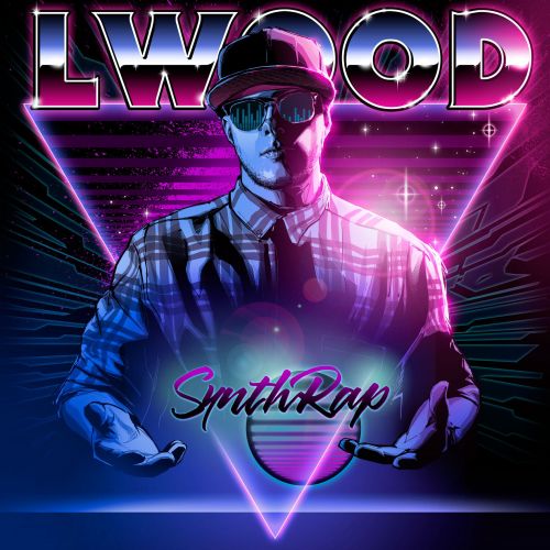 Neon portrait of man in sunglasses and cap with SynthRap text by Jan Meininghaus
