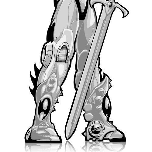 Armored Viking warrior with horned helmet and sword by Jan Meininghaus