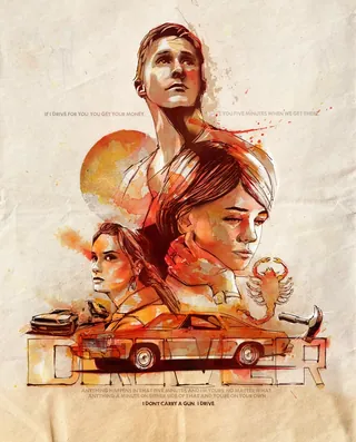 Watercolor portraits of three people and a classic car by Jan Meininghaus