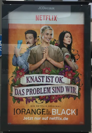 Orange Is the New Black Netflix poster with three characters standing together by Jan Meininghaus