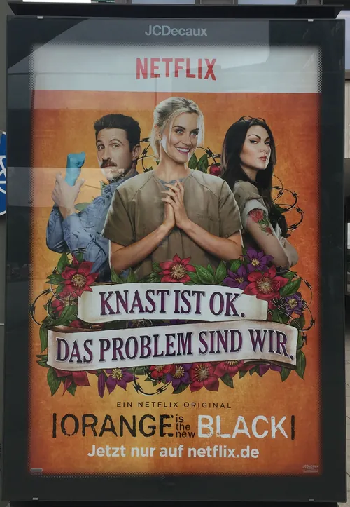 Orange Is the New Black Netflix poster with three characters standing together by Jan Meininghaus