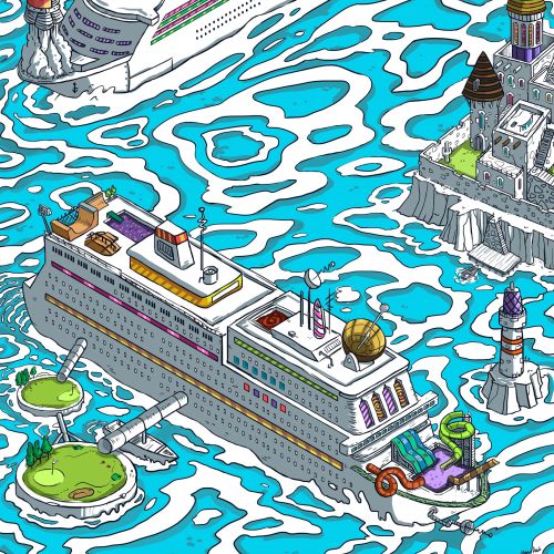 Graphic illustration of Cruise Ships
