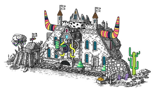 Animación gif de un palacio