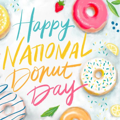 Happy national donut day hand lettering