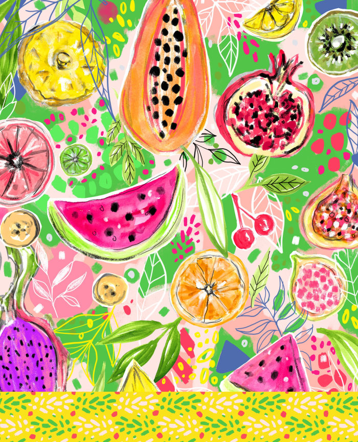 水果的水彩插图