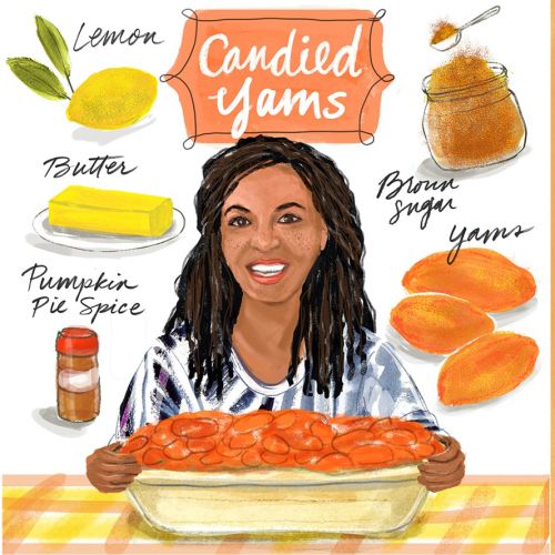 Candid yams making food illustration 